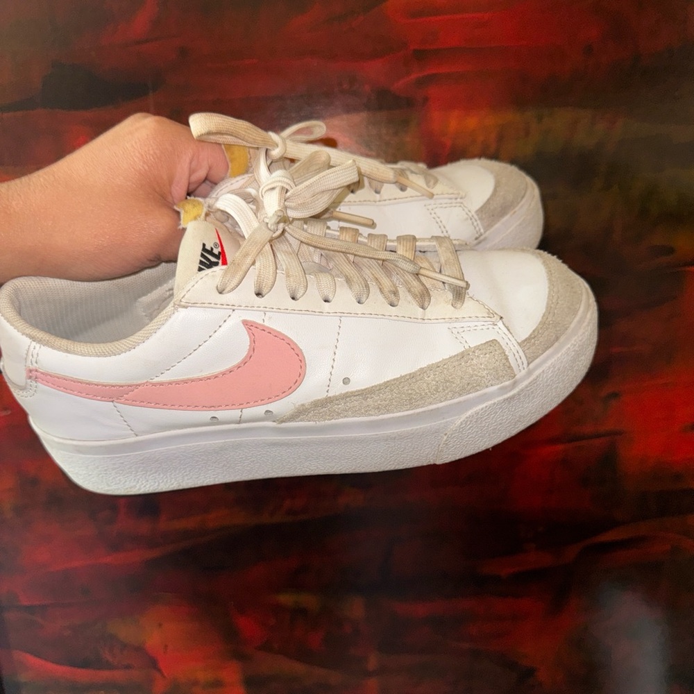 Nike Blazer pink and white sneakers